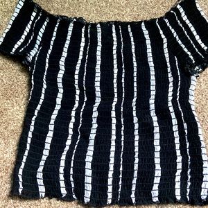 Kendall & Kylie off the shoulder stripped crop top